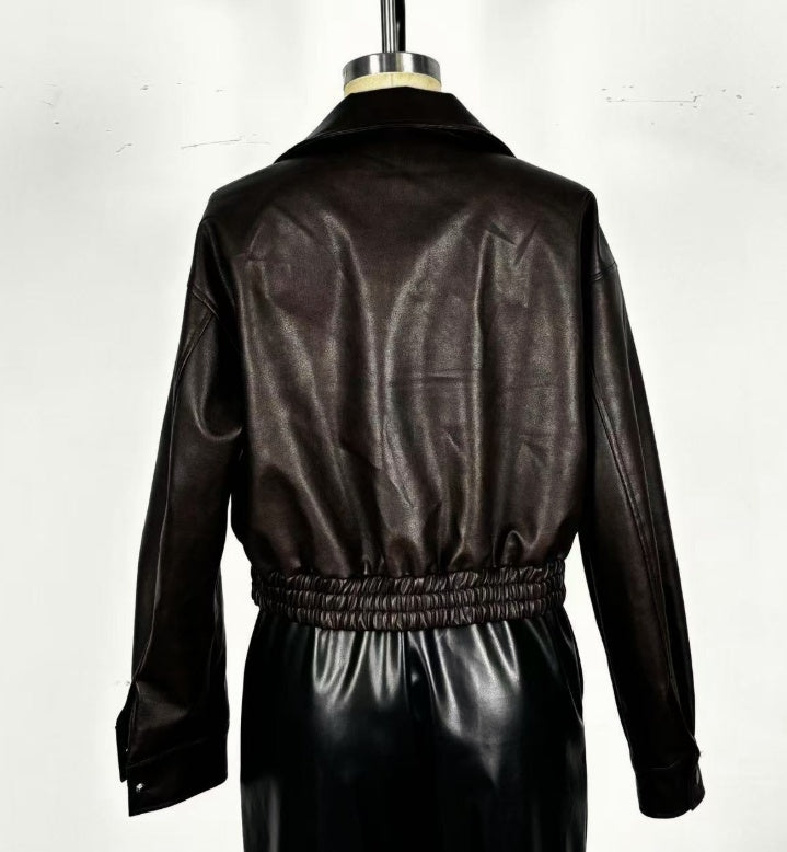 Retro Long-sleeved Leather Jacket