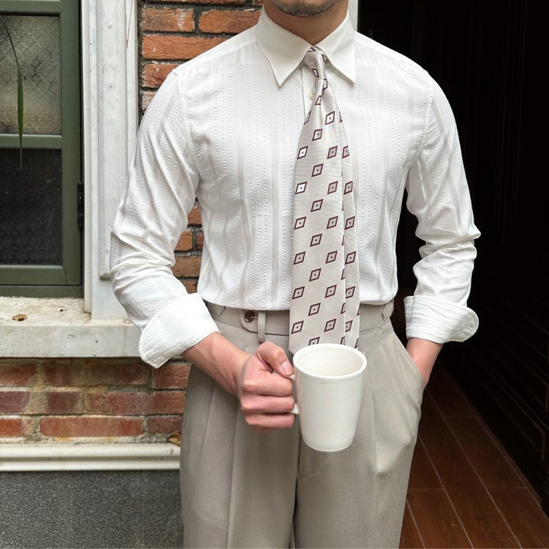 Retro Men's Breathable Striped Long Sleeve Shirt