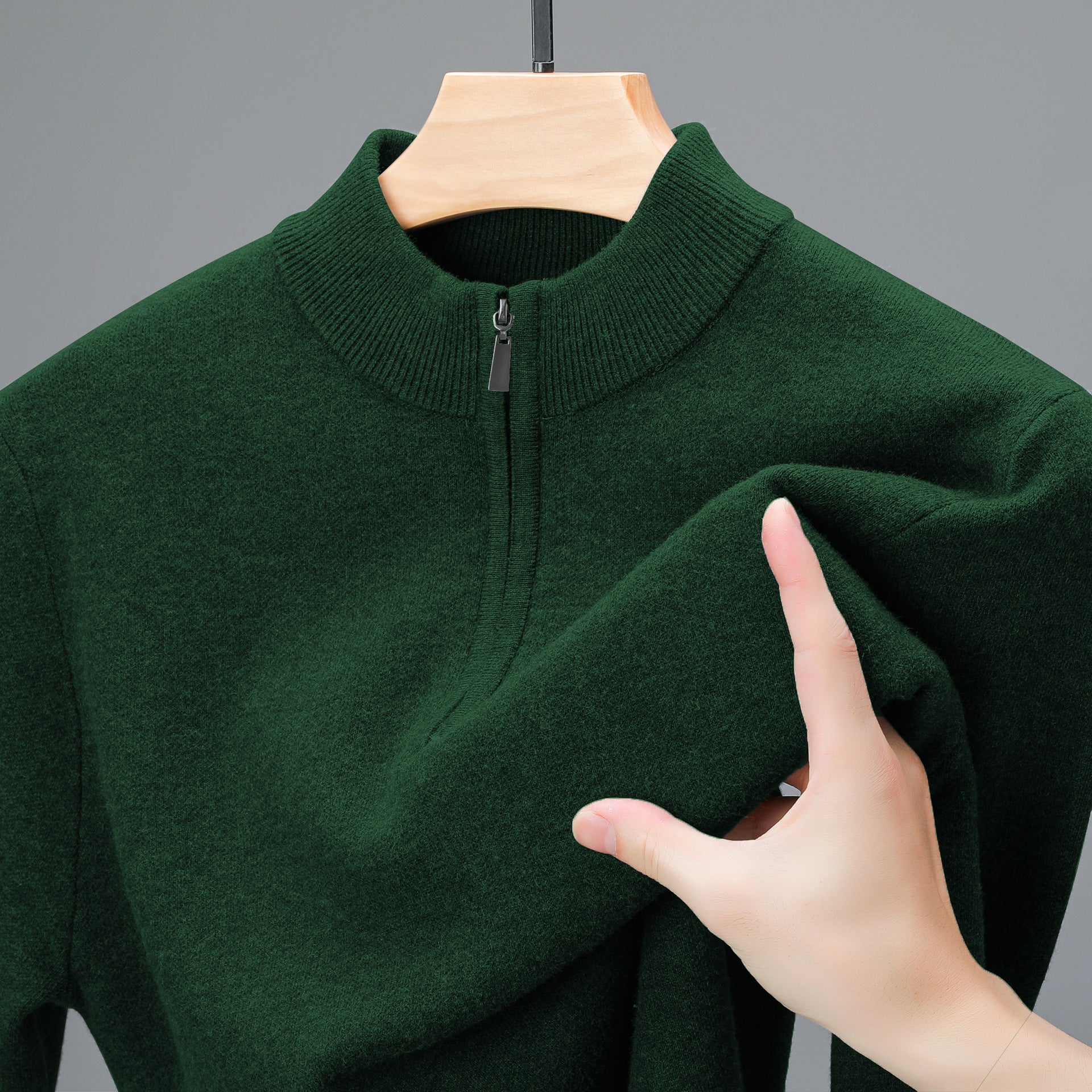 Men's Half-high Collar Zipper Sweater
