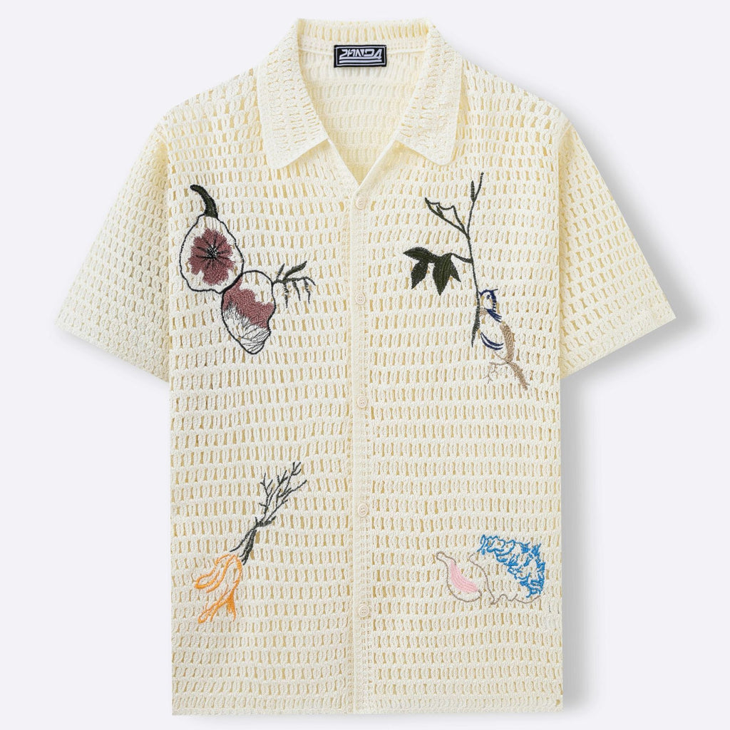 Embroidery Knitwear Summer Short Sleeve Men's Shirt