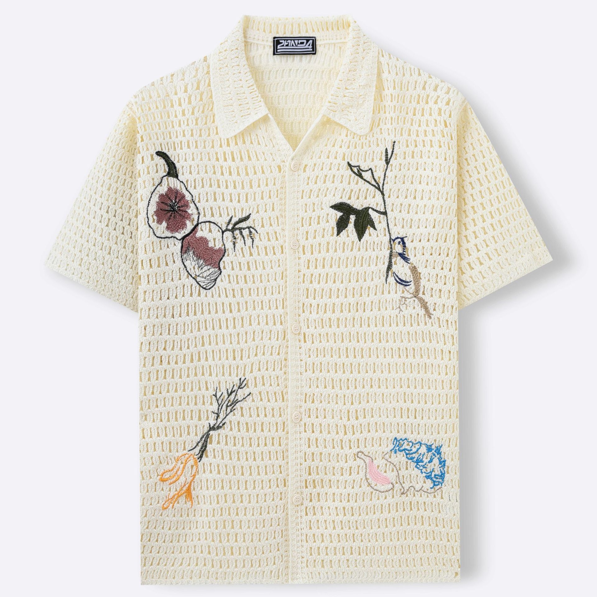 Embroidery Knitwear Summer Short Sleeve Men's Shirt