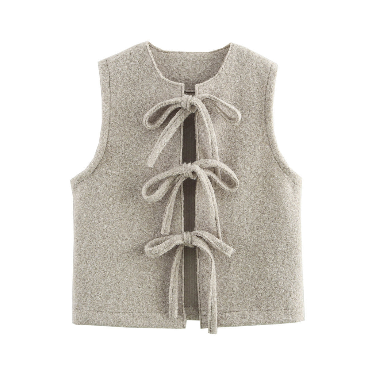 Wool Quality Bowknot Decoration Vest Coat