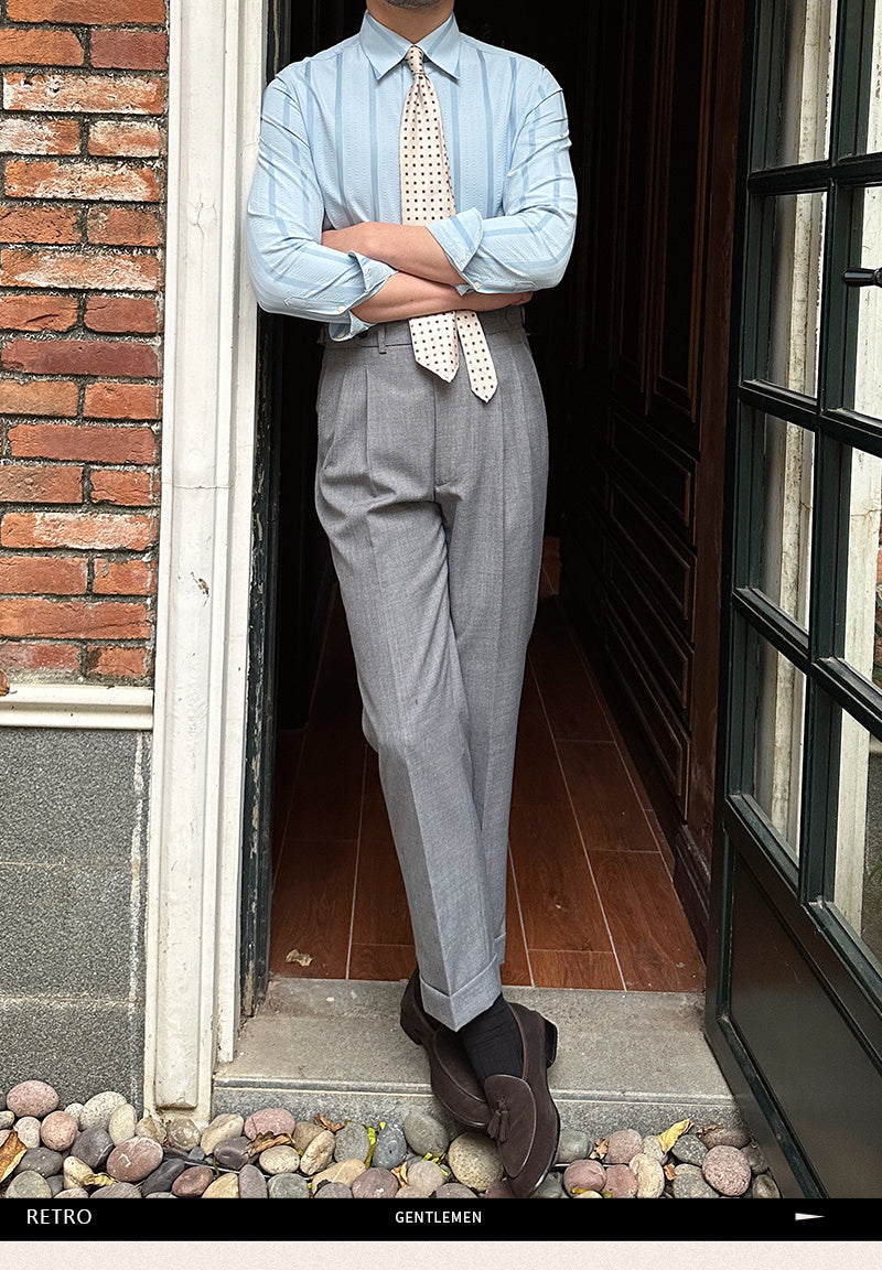 Retro Men's Breathable Striped Long Sleeve Shirt