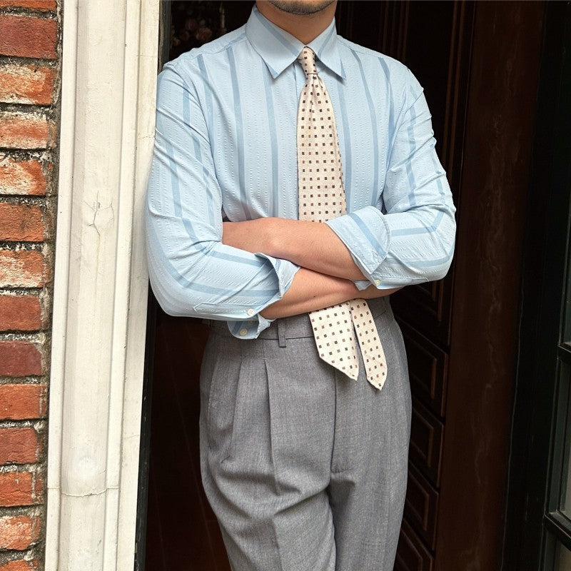 Retro Men's Breathable Striped Long Sleeve Shirt