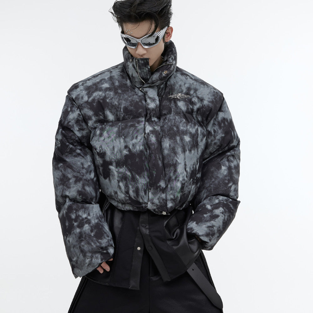 Men Tie Dyed Design Cotton Jacket