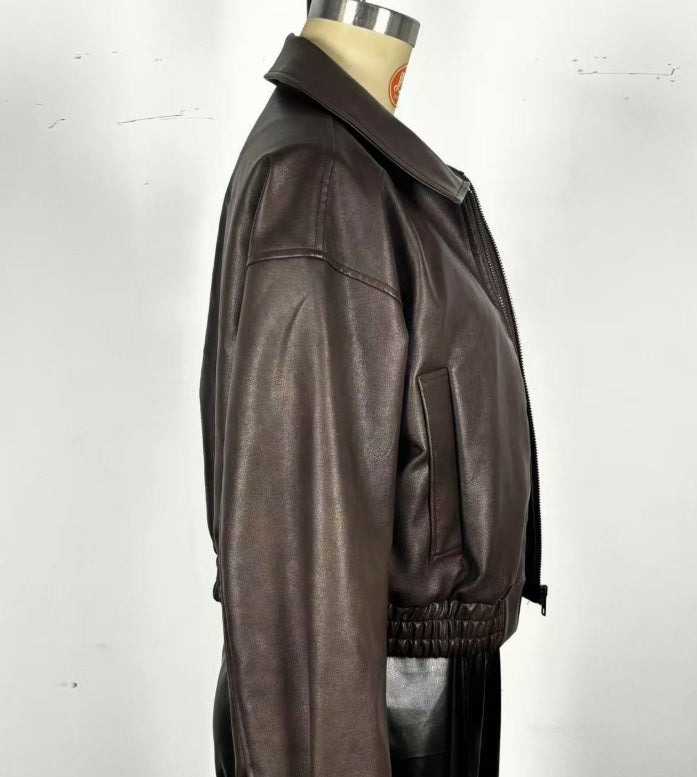 Retro Long-sleeved Leather Jacket