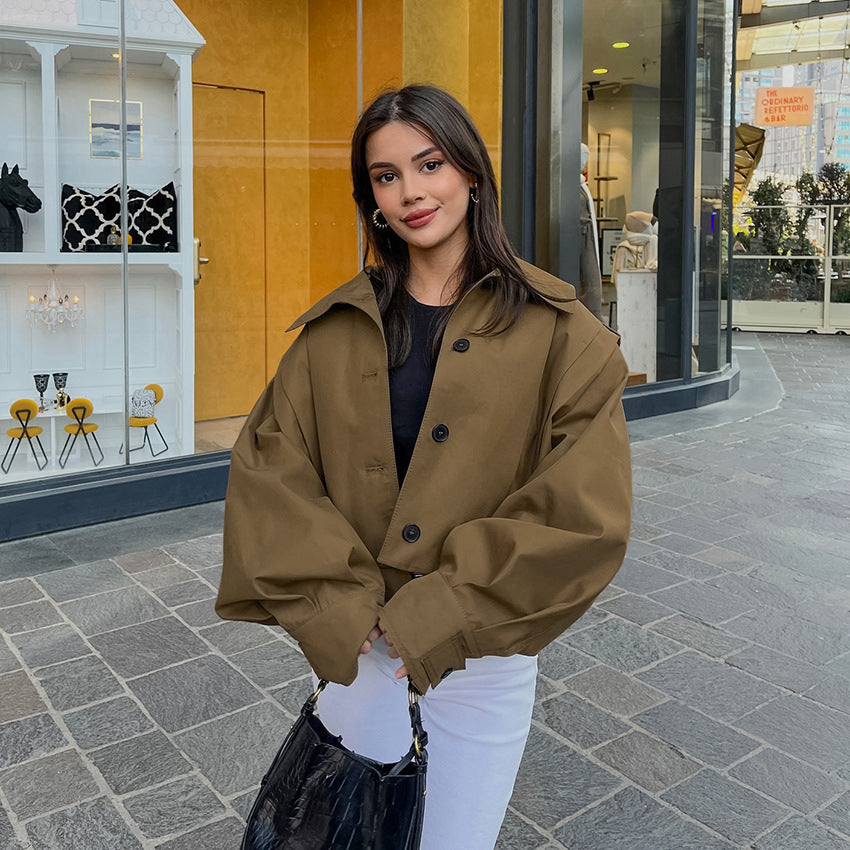 Khaki Lapel Coat