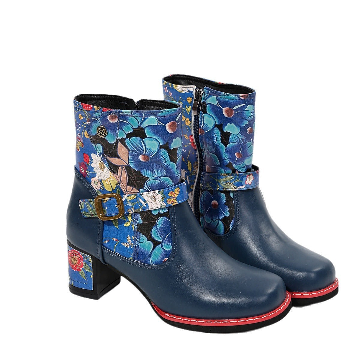 Women's Printed Stitching Thick Bottom Bootie