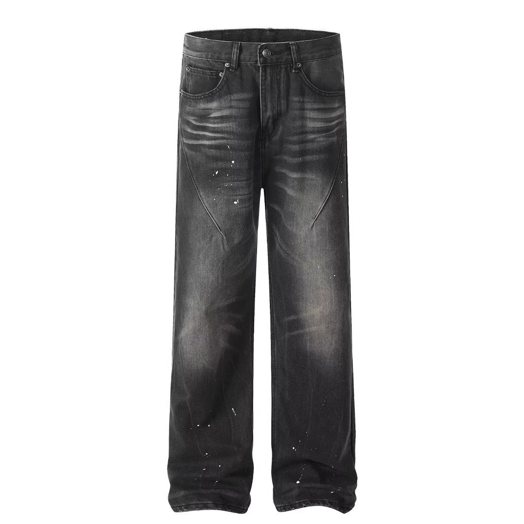 Men's Retro Washed Black Jeans