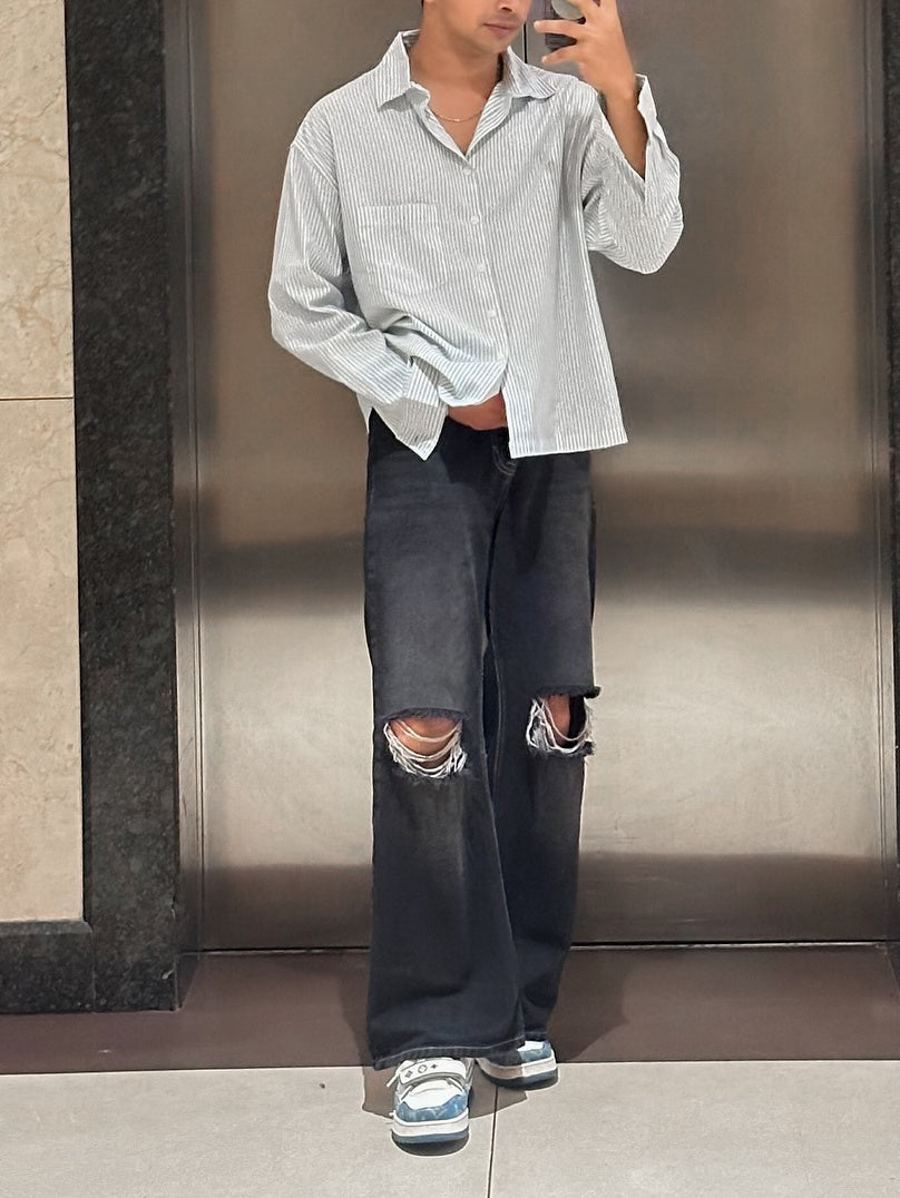 Men's Casual Striped Long-sleeved Shirt