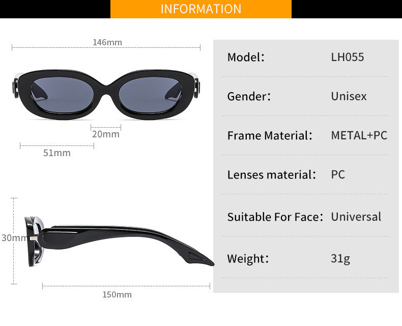 Trendy Sunglasses Oval Small Frame Men And Women