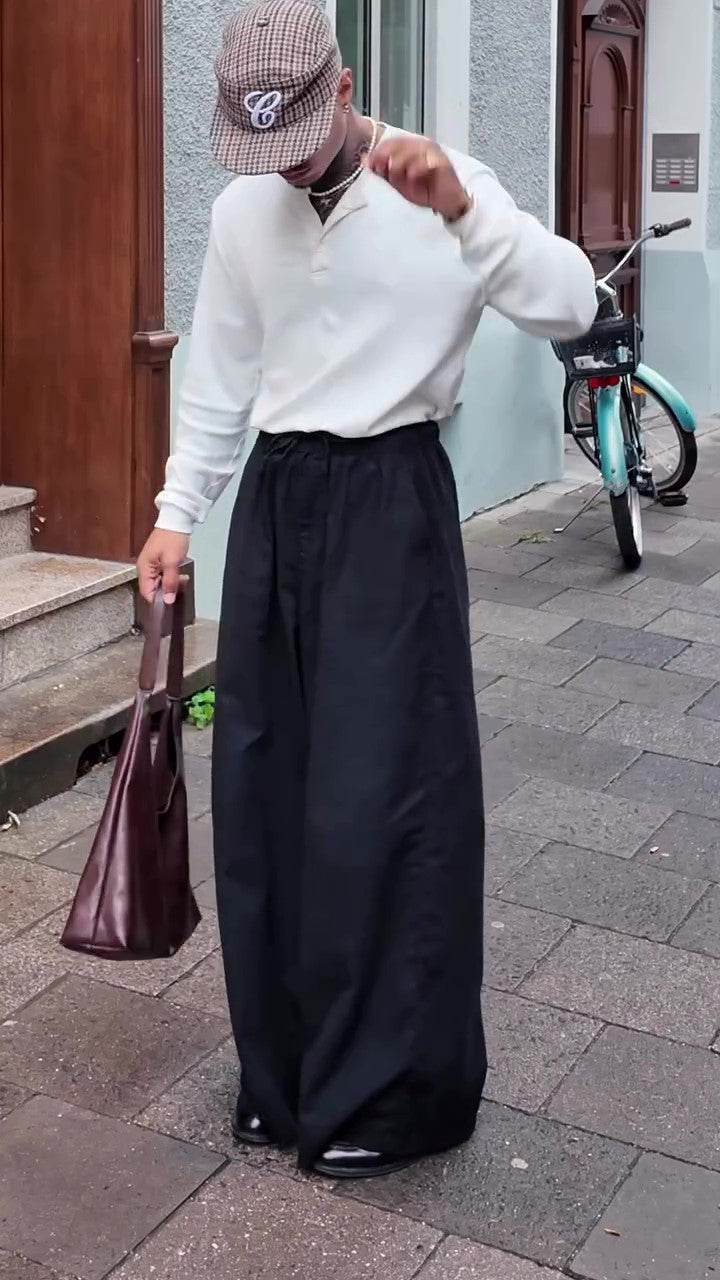 Men's Casual Elastic Waist Wide Leg Pants