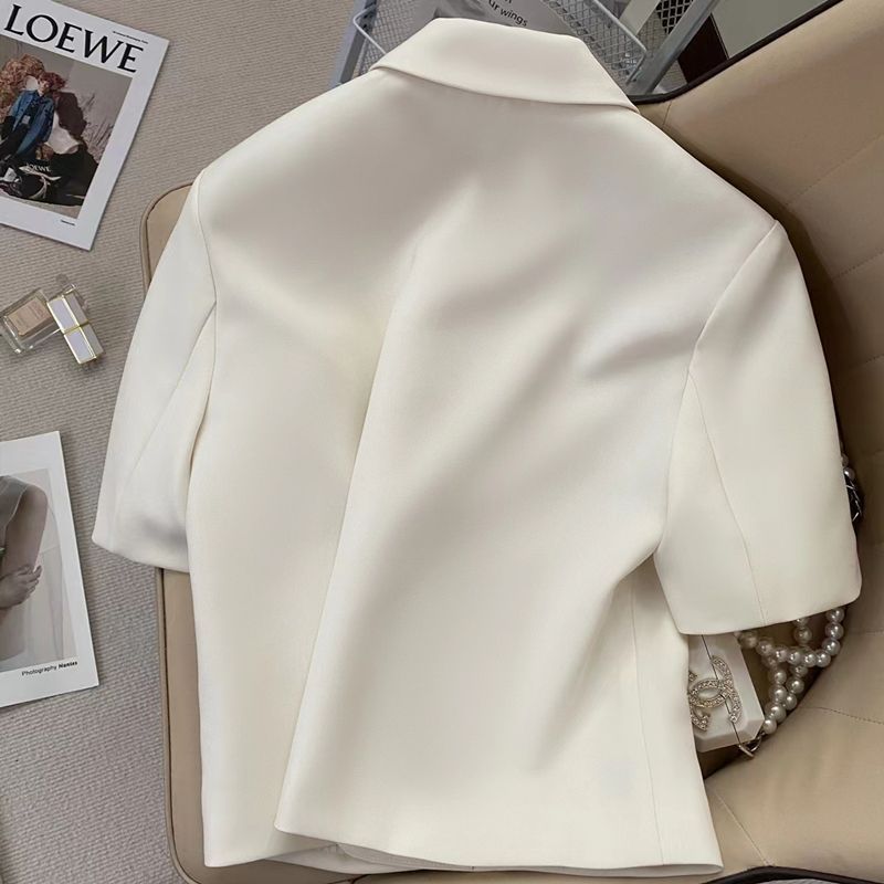 Women's Creamy-white Short-sleeved Jacket