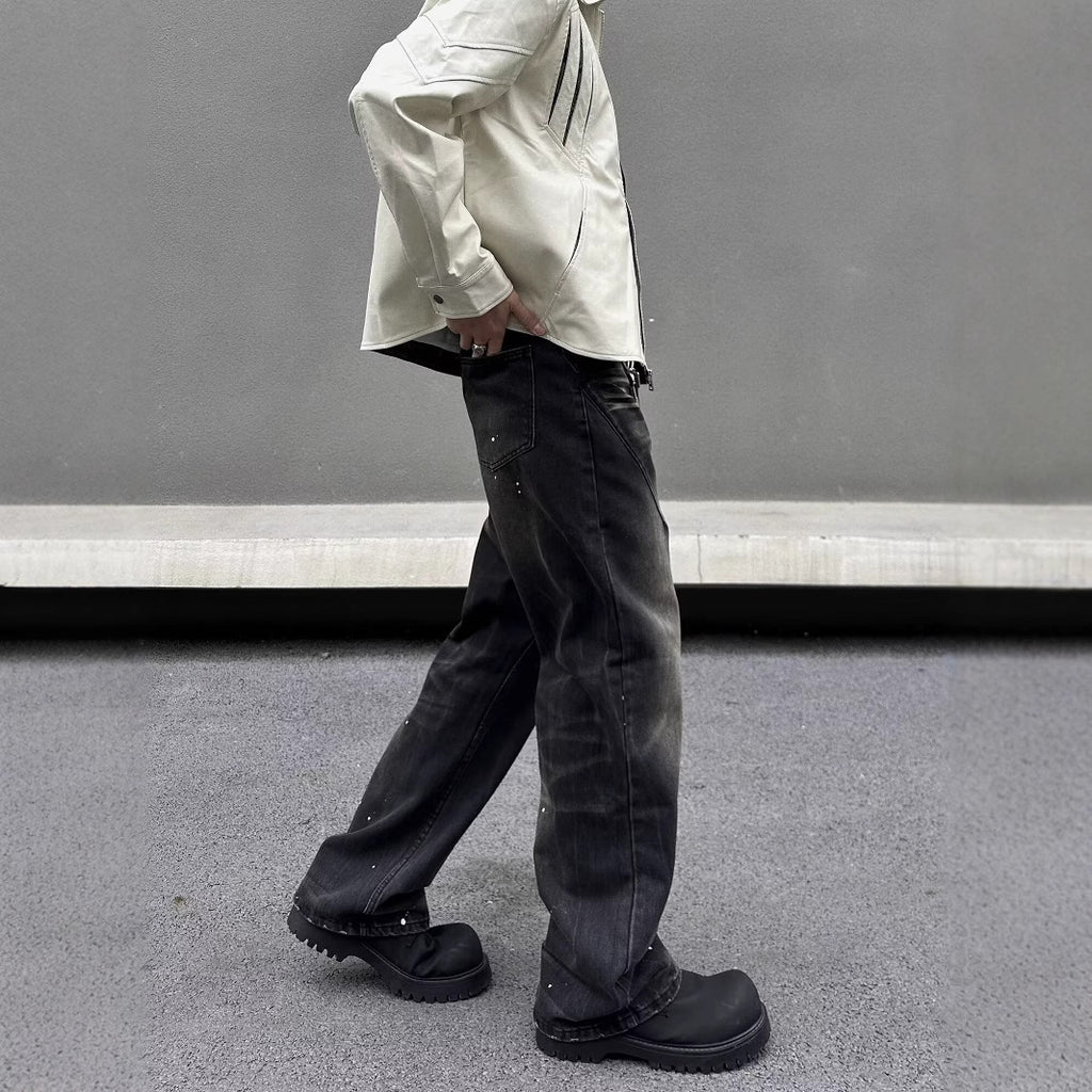 Men's Retro Washed Black Jeans