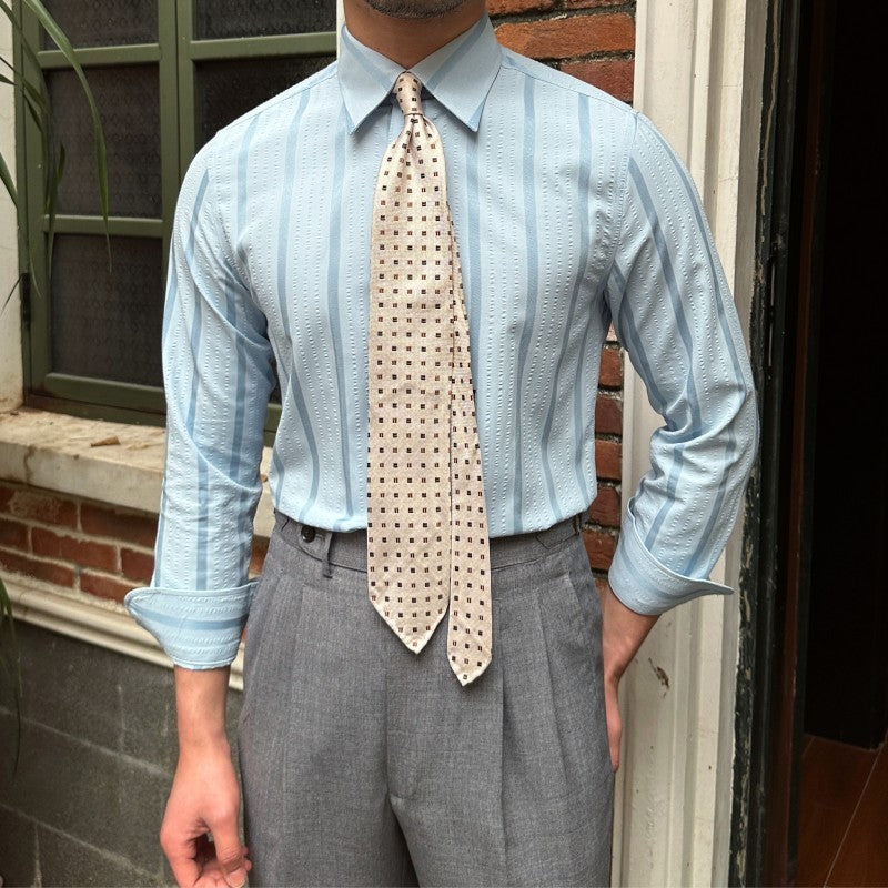 Retro Men's Breathable Striped Long Sleeve Shirt