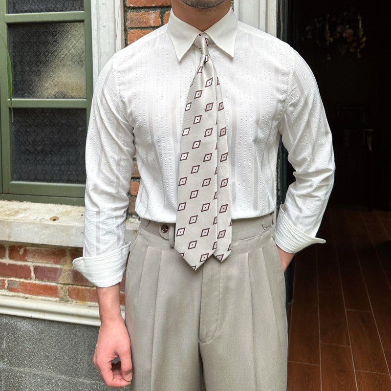 Retro Men's Breathable Striped Long Sleeve Shirt