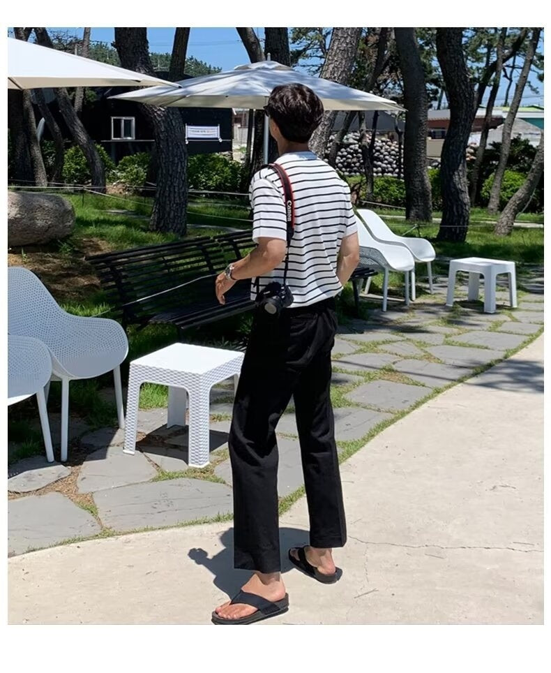 Half Sleeve Striped Short Sleeve Summer Casual Knitted Top