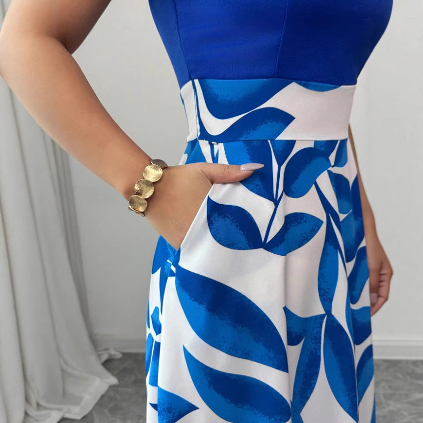 Women's Versatile And Elegant Printed V-neck Dress