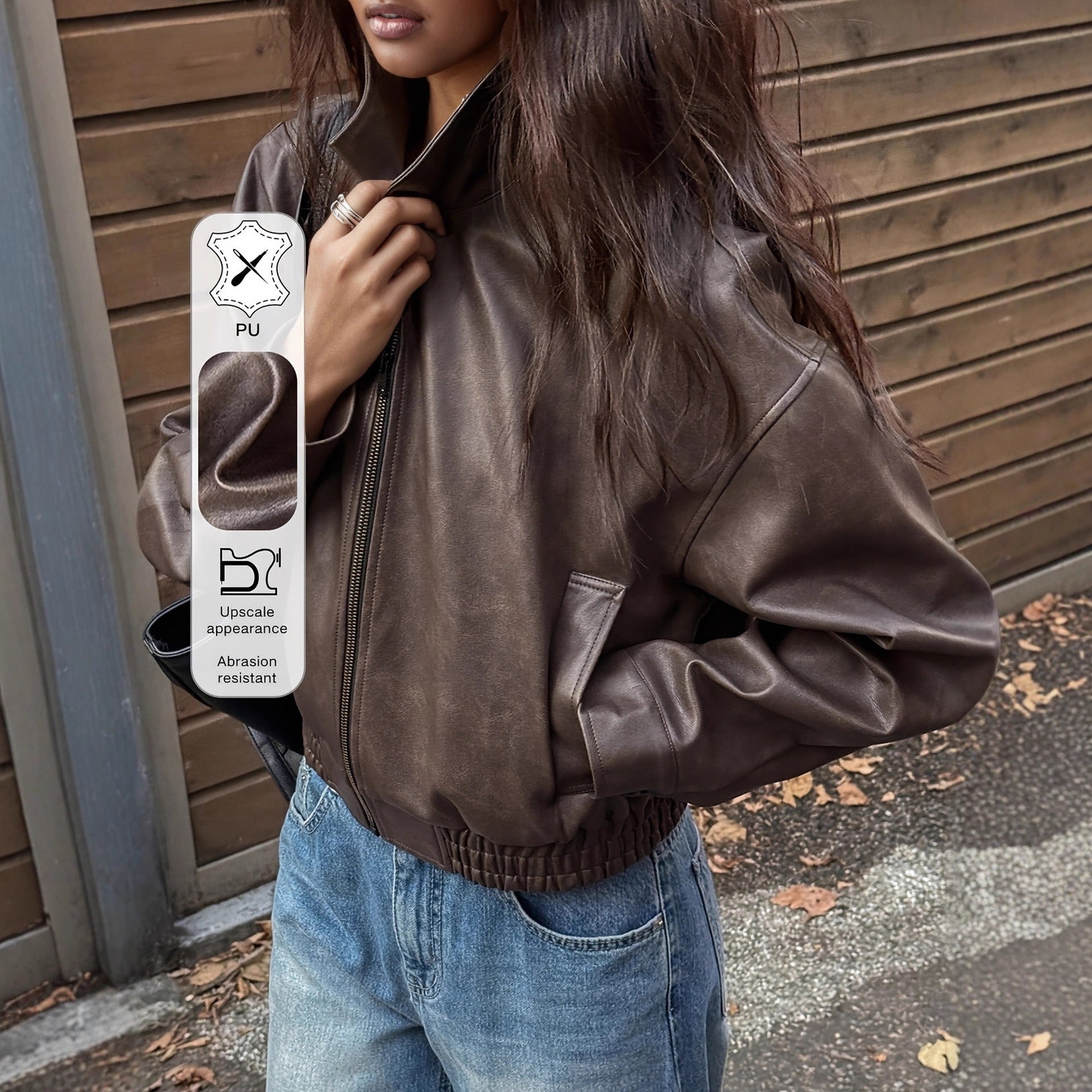 Retro Long-sleeved Leather Jacket