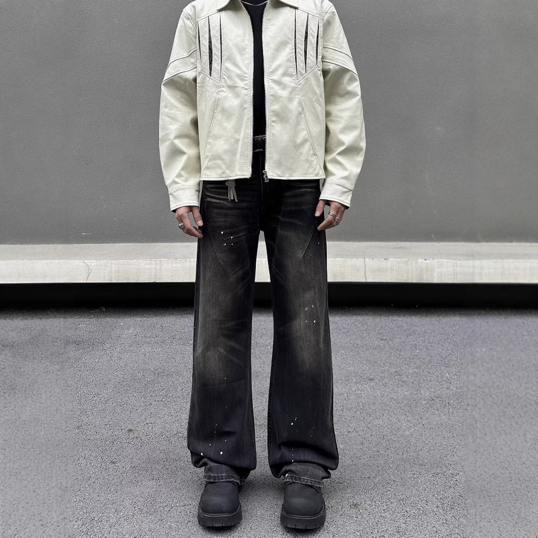 Men's Retro Washed Black Jeans