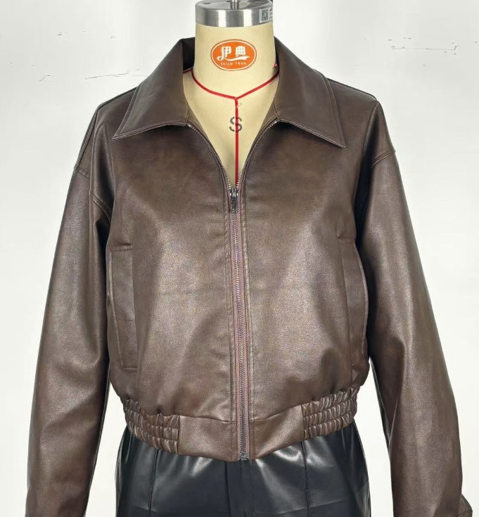 Retro Long-sleeved Leather Jacket