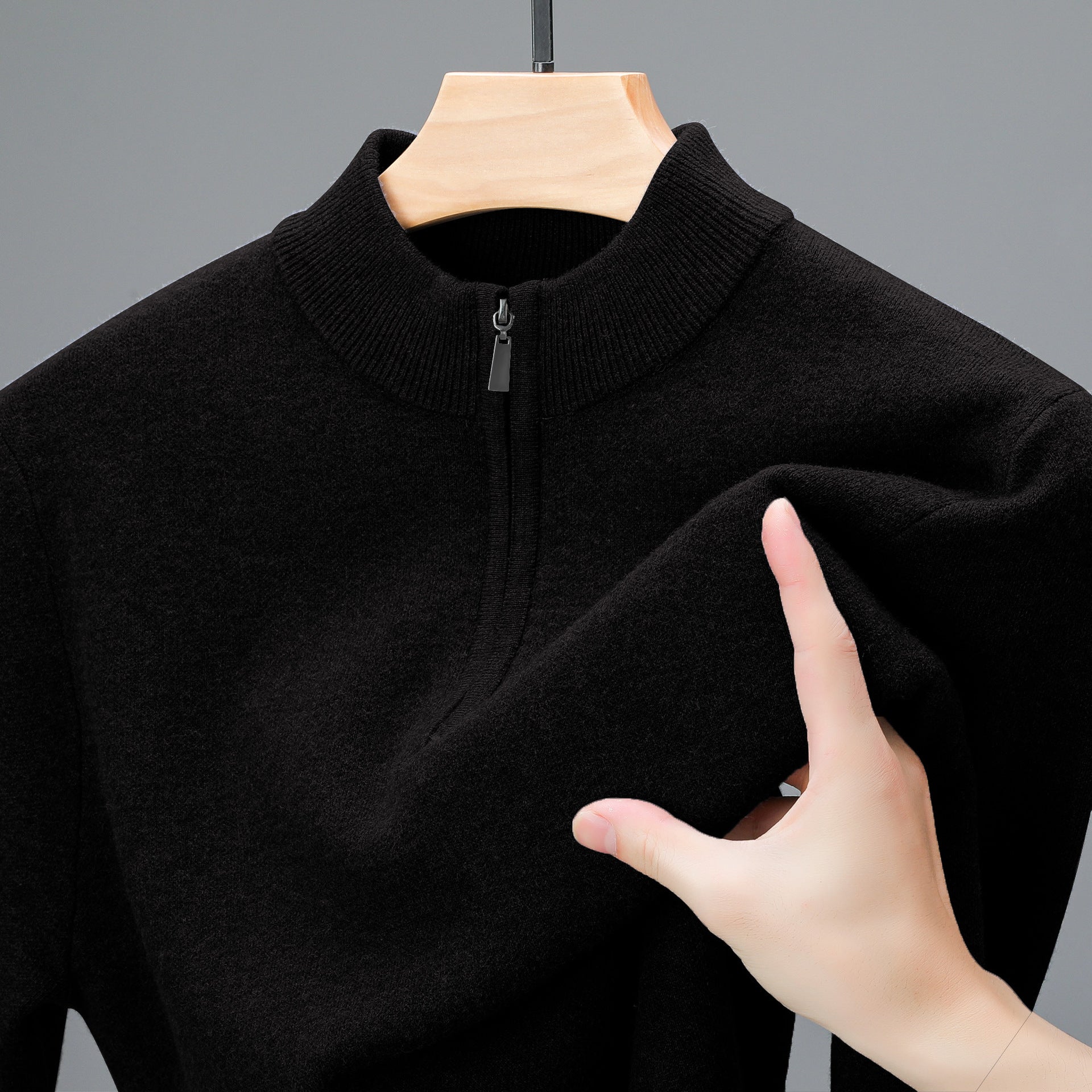 Men's Half-high Collar Zipper Sweater
