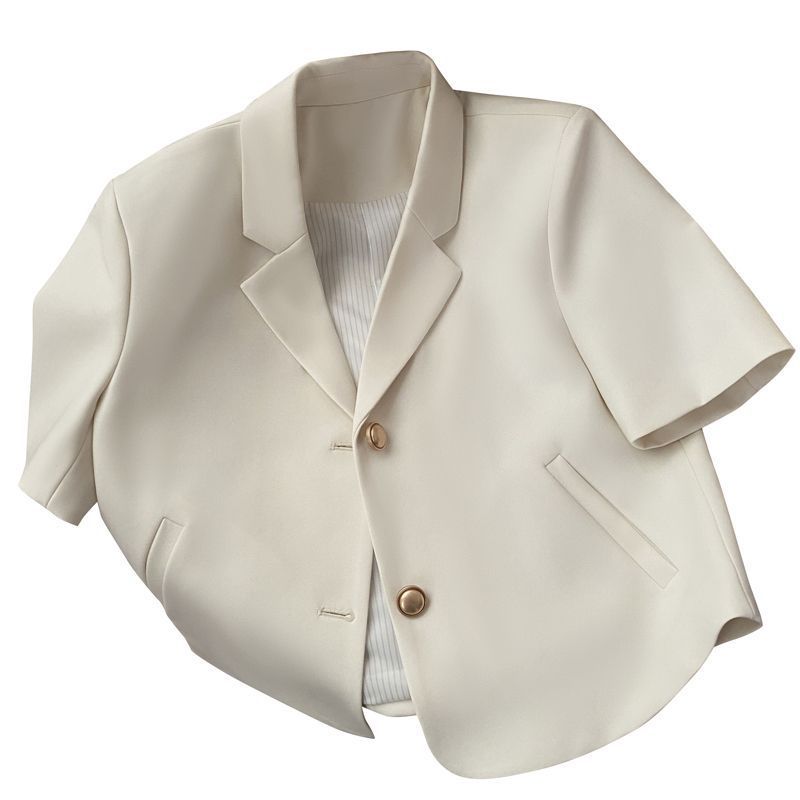 Women's Creamy-white Short-sleeved Jacket