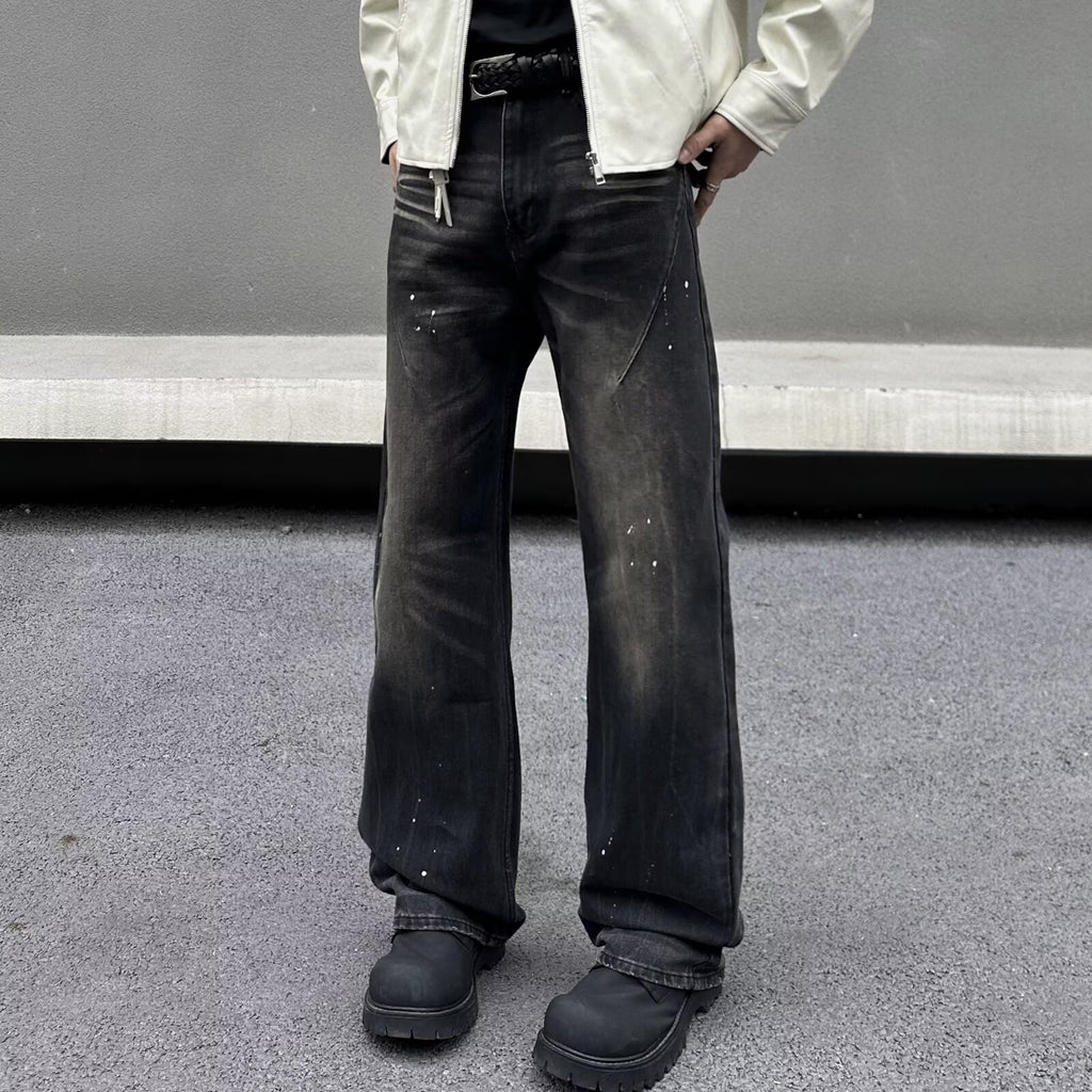 Men's Retro Washed Black Jeans