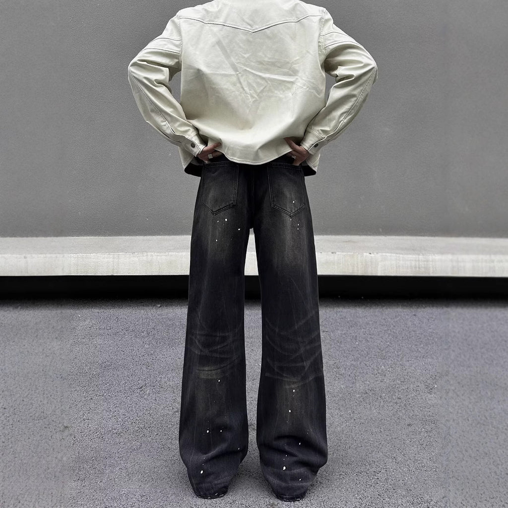 Men's Retro Washed Black Jeans