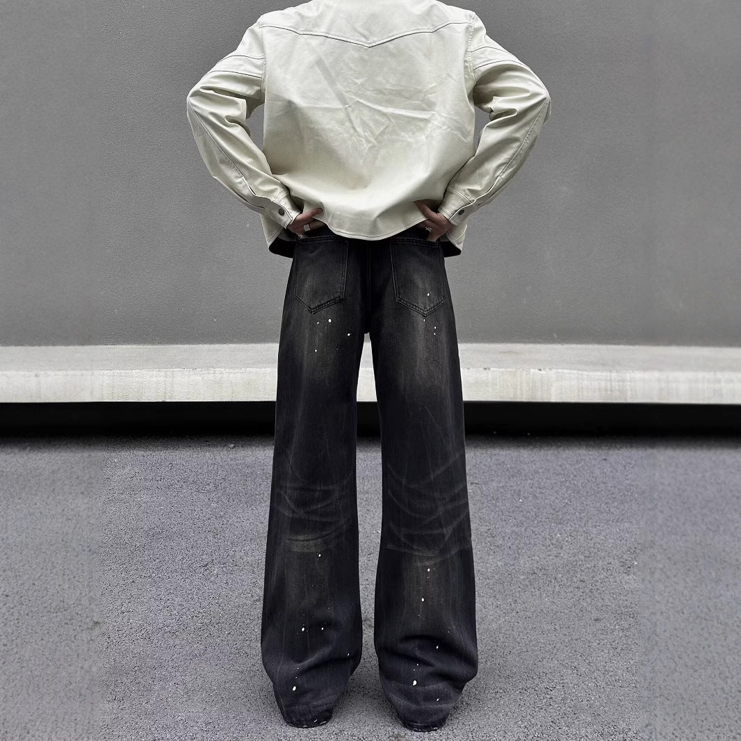 Men's Retro Washed Black Jeans