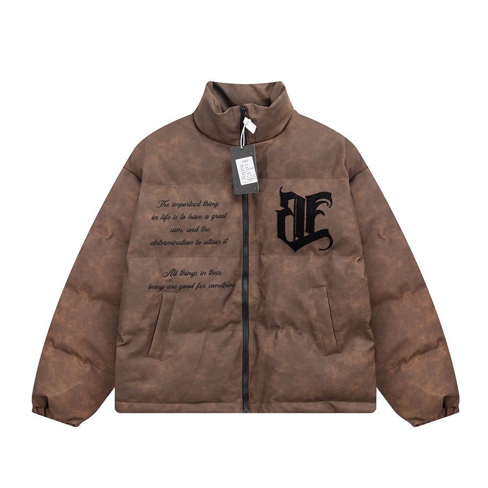 Embroidered Letter Cotton-padded Jacket