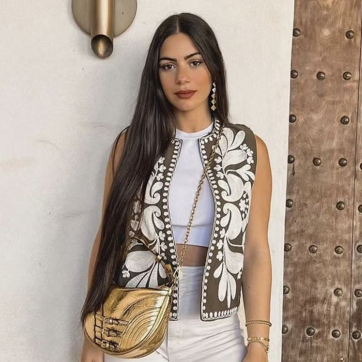 Sleeveless Embroidered Vest Women's Top