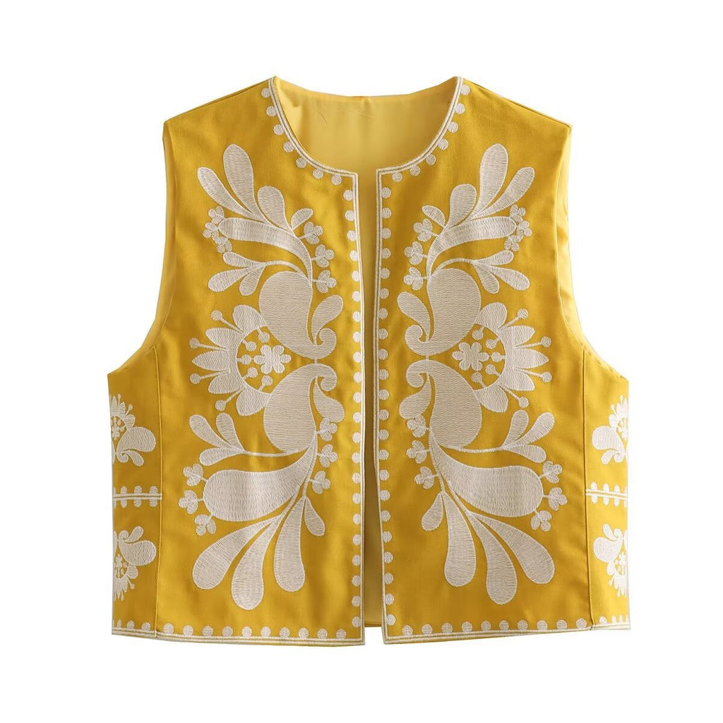 Sleeveless Embroidered Vest Women's Top