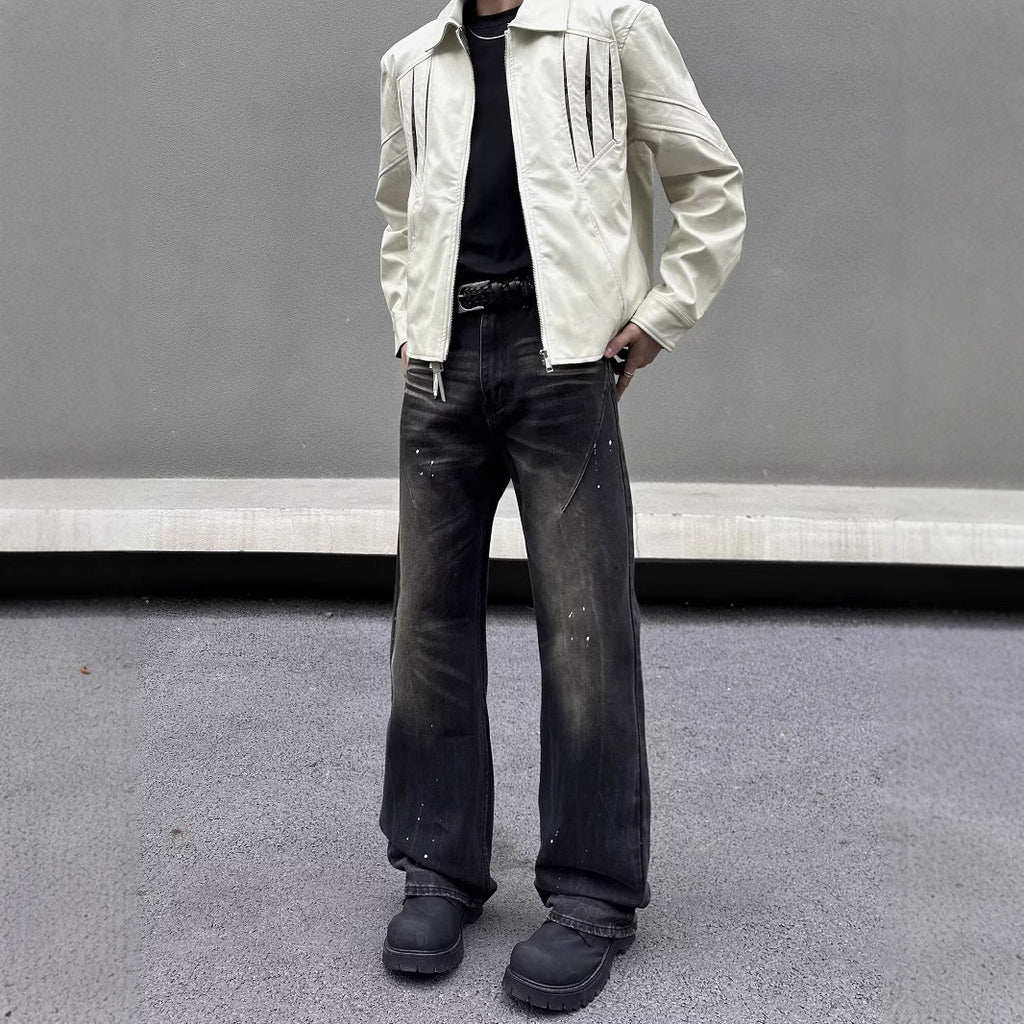 Men's Retro Washed Black Jeans