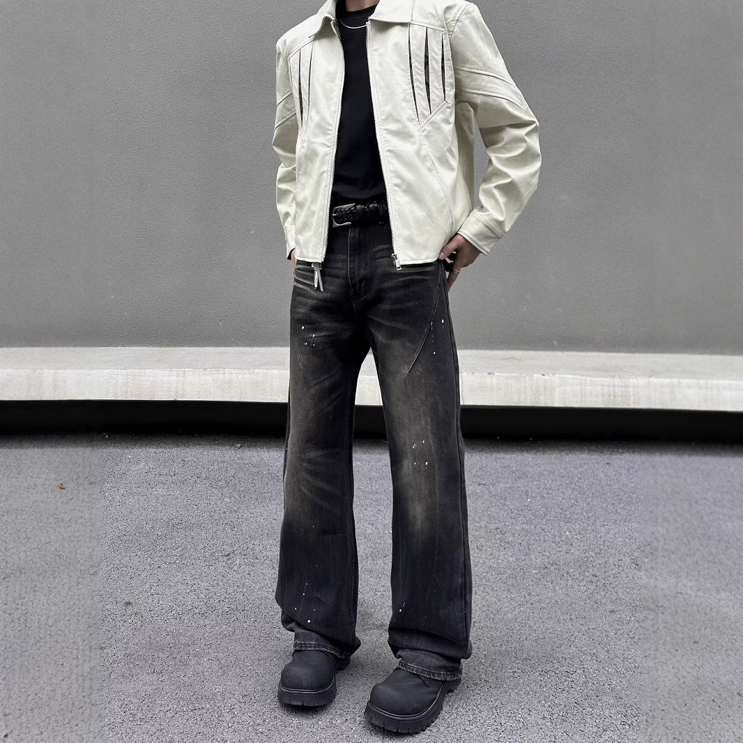 Men's Retro Washed Black Jeans