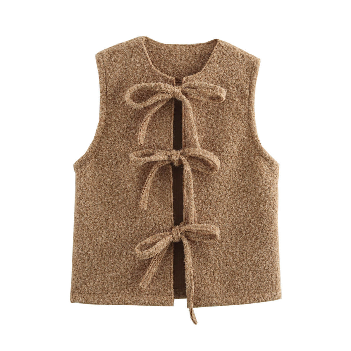 Wool Quality Bowknot Decoration Vest Coat