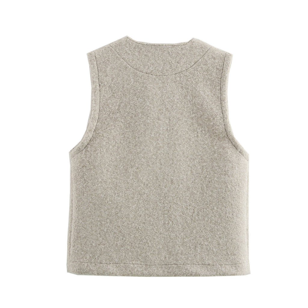 Wool Quality Bowknot Decoration Vest Coat