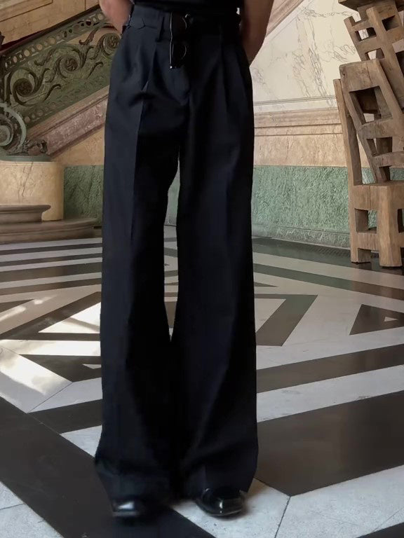 High-waisted Casual Wide-leg Pants