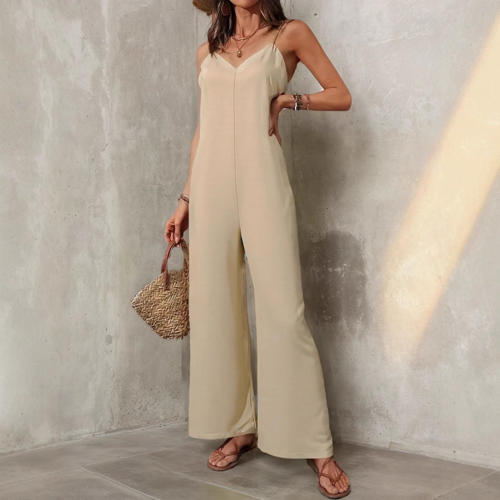 Elegant Solid Color Baggy Jumpsuit