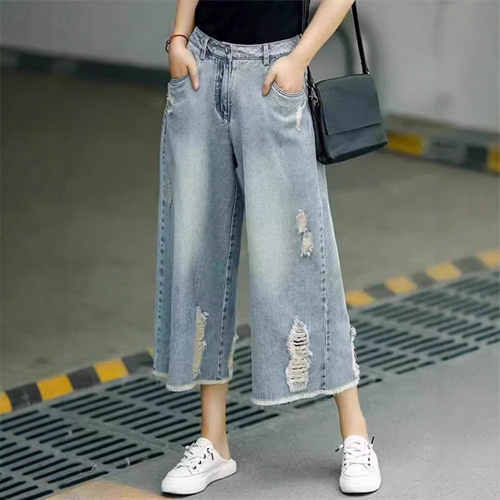 High Waist Loose Nostalgic Wide-leg Pants