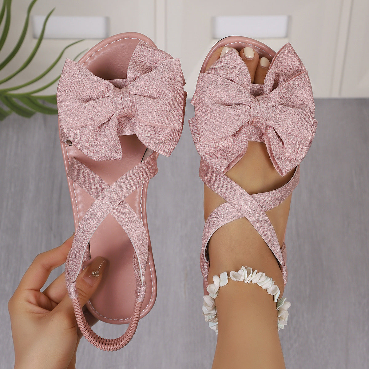 Women's Fashion Bowknot Casual Flat Plus Size Sandals