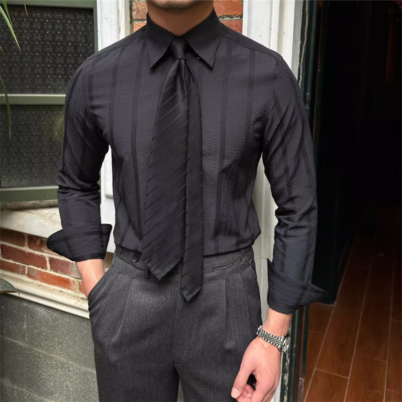 Retro Men's Breathable Striped Long Sleeve Shirt