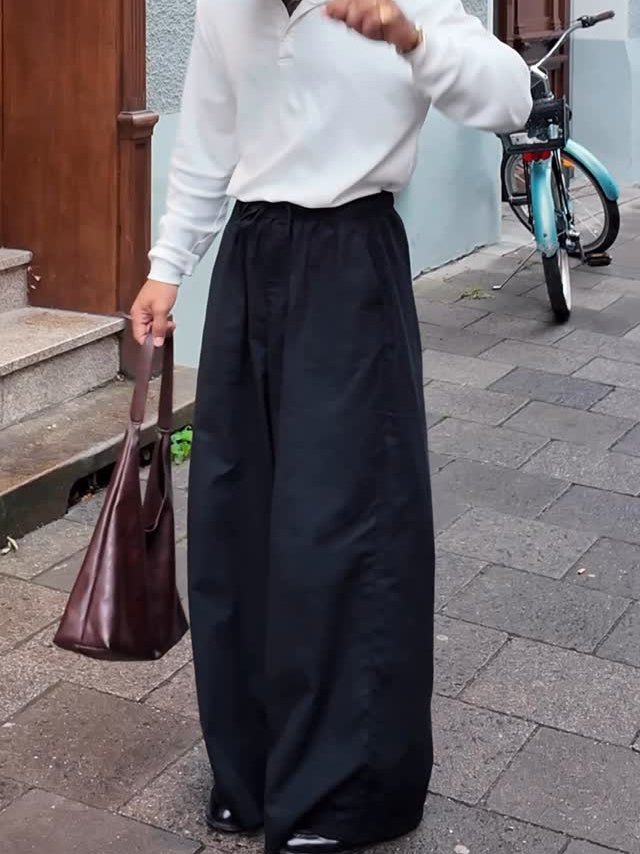 Men's Casual Elastic Waist Wide Leg Pants