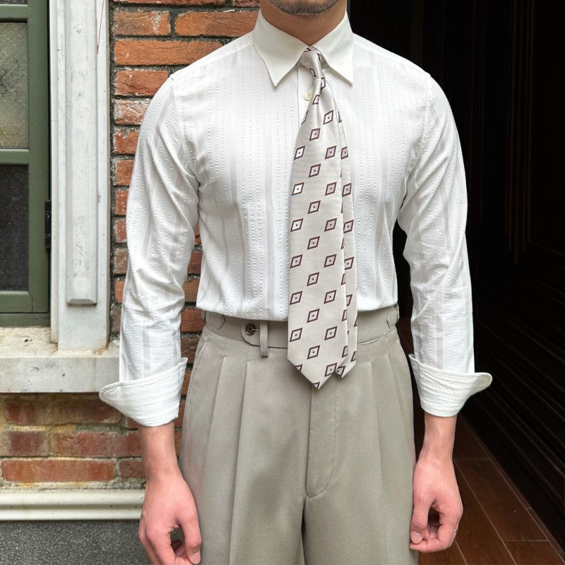 Retro Men's Breathable Striped Long Sleeve Shirt