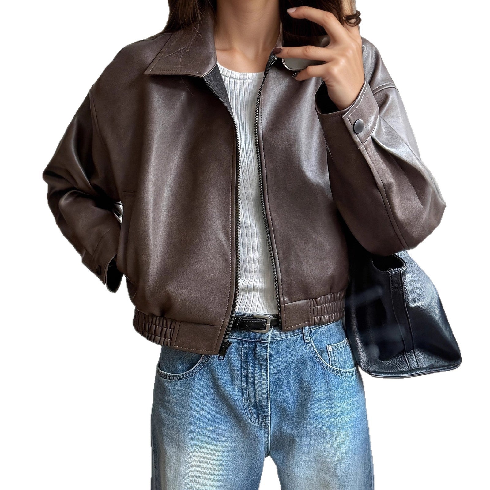 Retro Long-sleeved Leather Jacket